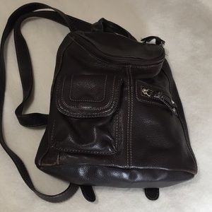 Tignanello dark brown leather backpack VGUC